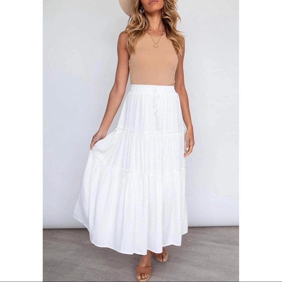White Boho Maxi Skirt - Picture 2 of 6